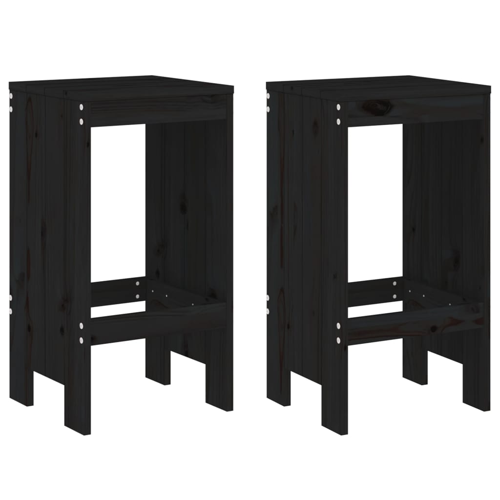 vidaXL Bar Stools 2 pcs Black 40x36x75 cm Solid Wood Pine 2