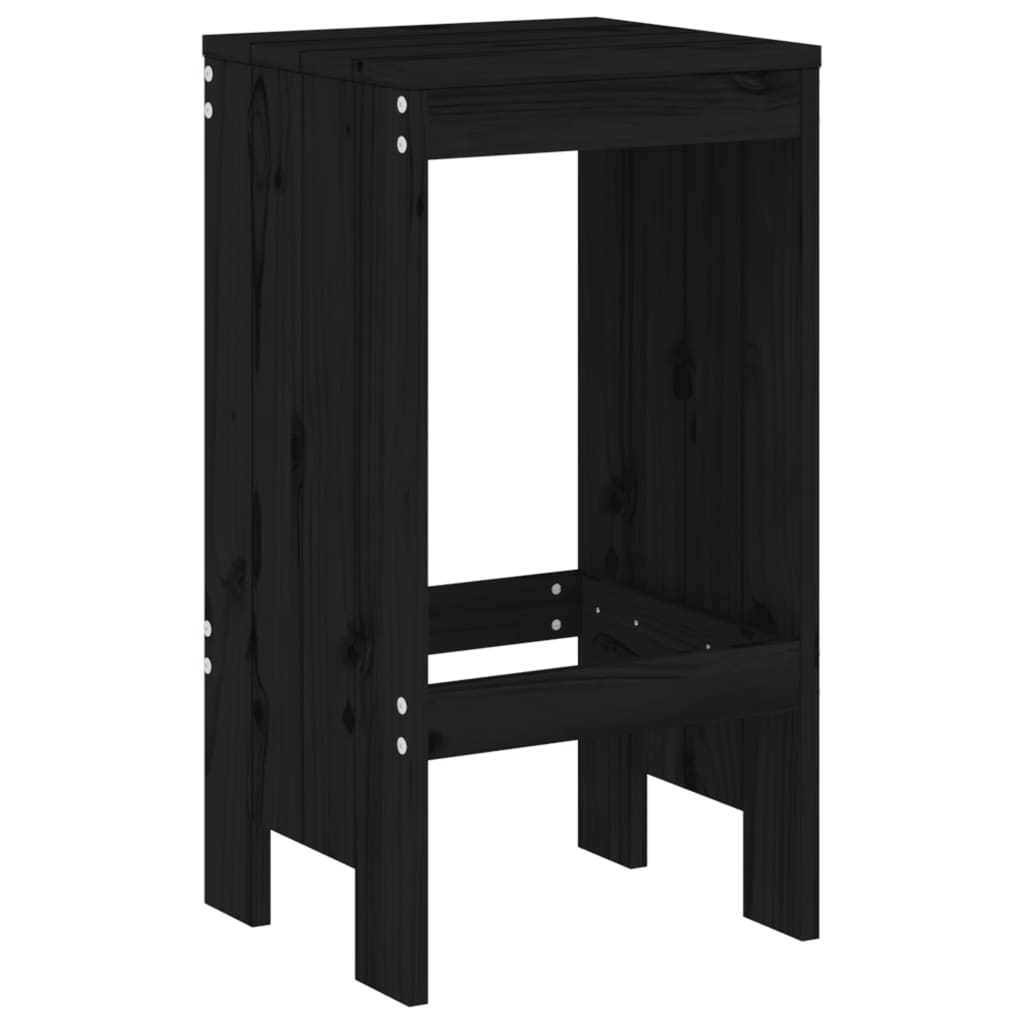 vidaXL Bar Stools 2 pcs Black 40x36x75 cm Solid Wood Pine 3