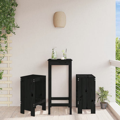 vidaXL Bar Stools 2 pcs Black 40x36x75 cm Solid Wood Pine 1