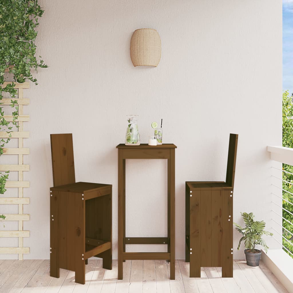 vidaXL Bar Stools 2 pcs Honey Brown 40x42x120 cm Solid Wood Pine 1