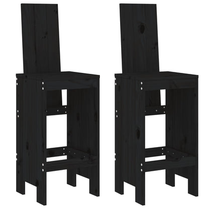 vidaXL Bar Stools 2 pcs Black 40x42x120 cm Solid Wood Pine 2