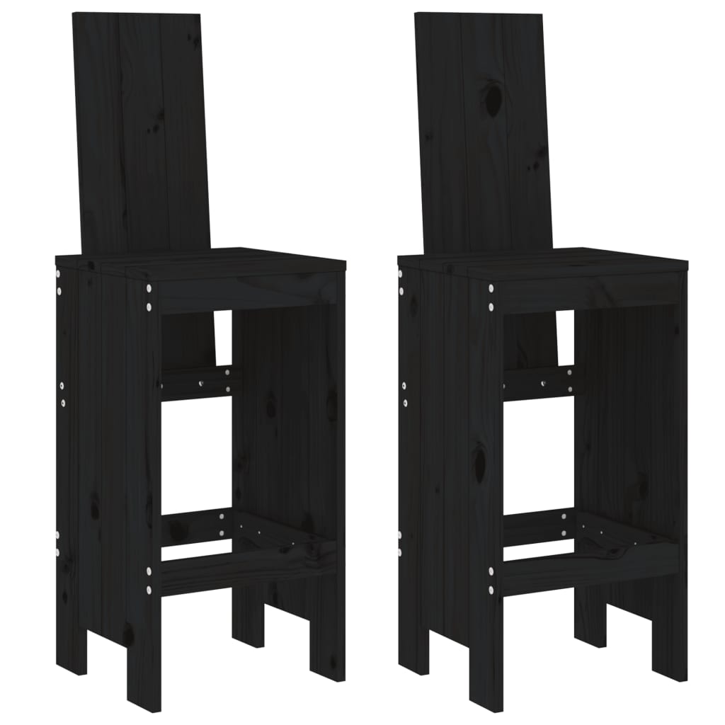 Bar Stools 2 pcs Solid Wood Pine Black pine 120 cm 42 cm