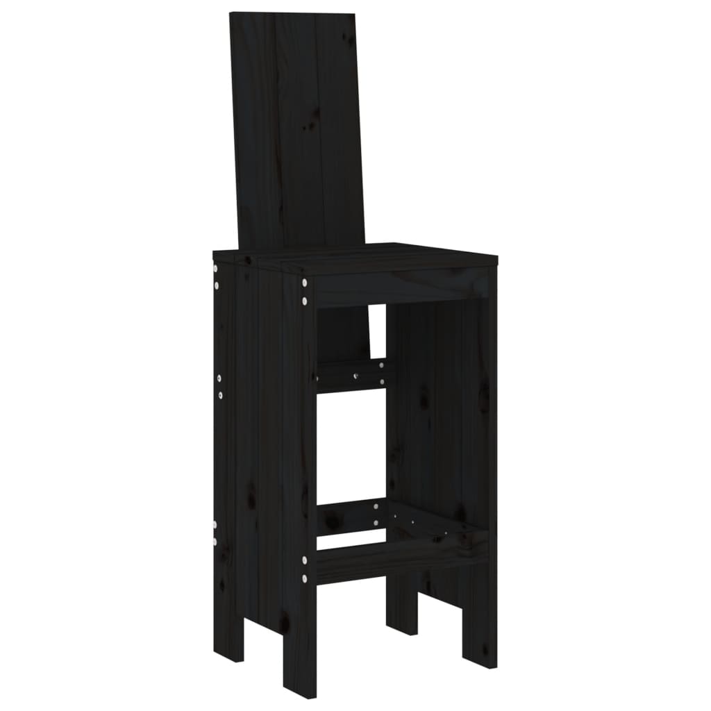 vidaXL Bar Stools 2 pcs Black 40x42x120 cm Solid Wood Pine 3