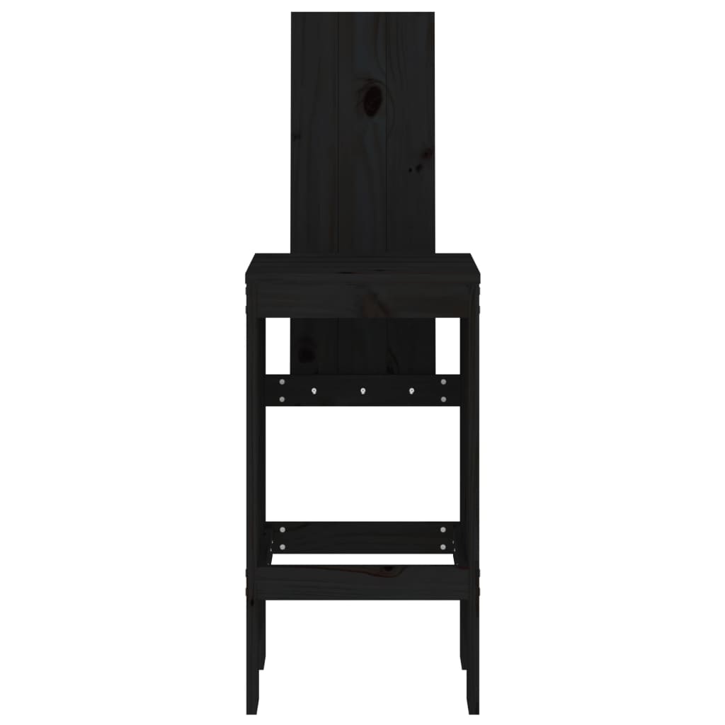 vidaXL Bar Stools 2 pcs Black 40x42x120 cm Solid Wood Pine 4