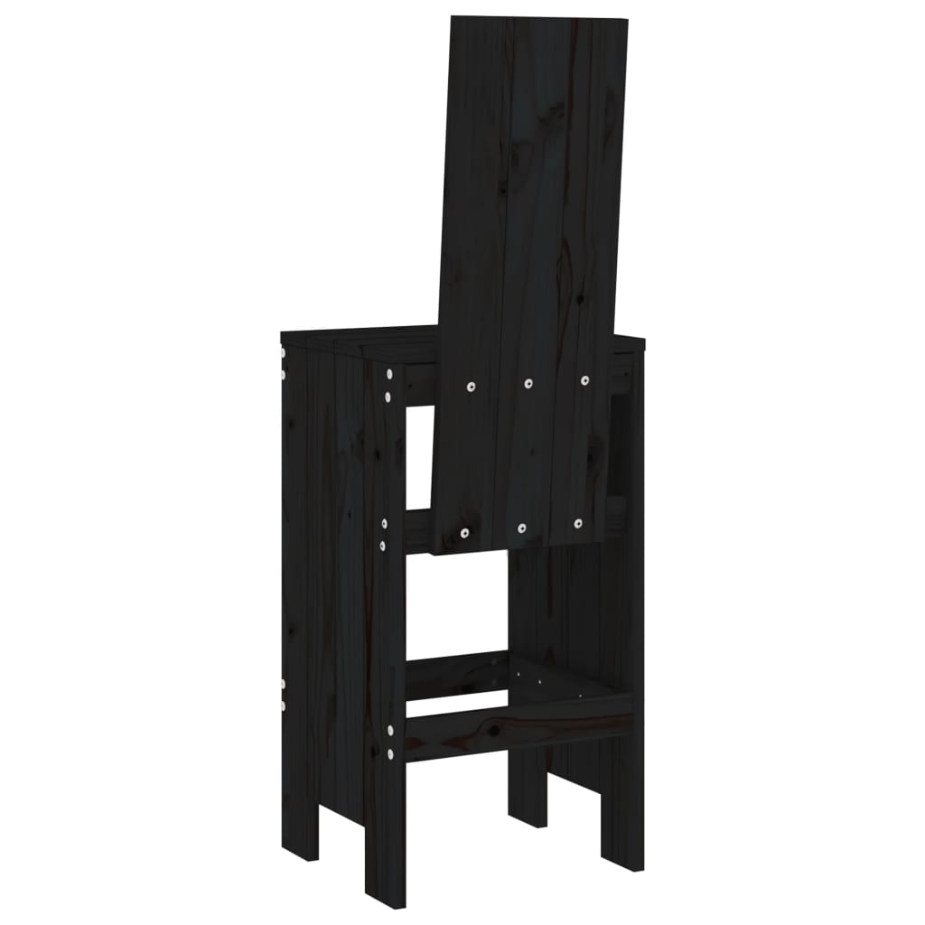 vidaXL Bar Stools 2 pcs Black 40x42x120 cm Solid Wood Pine 6