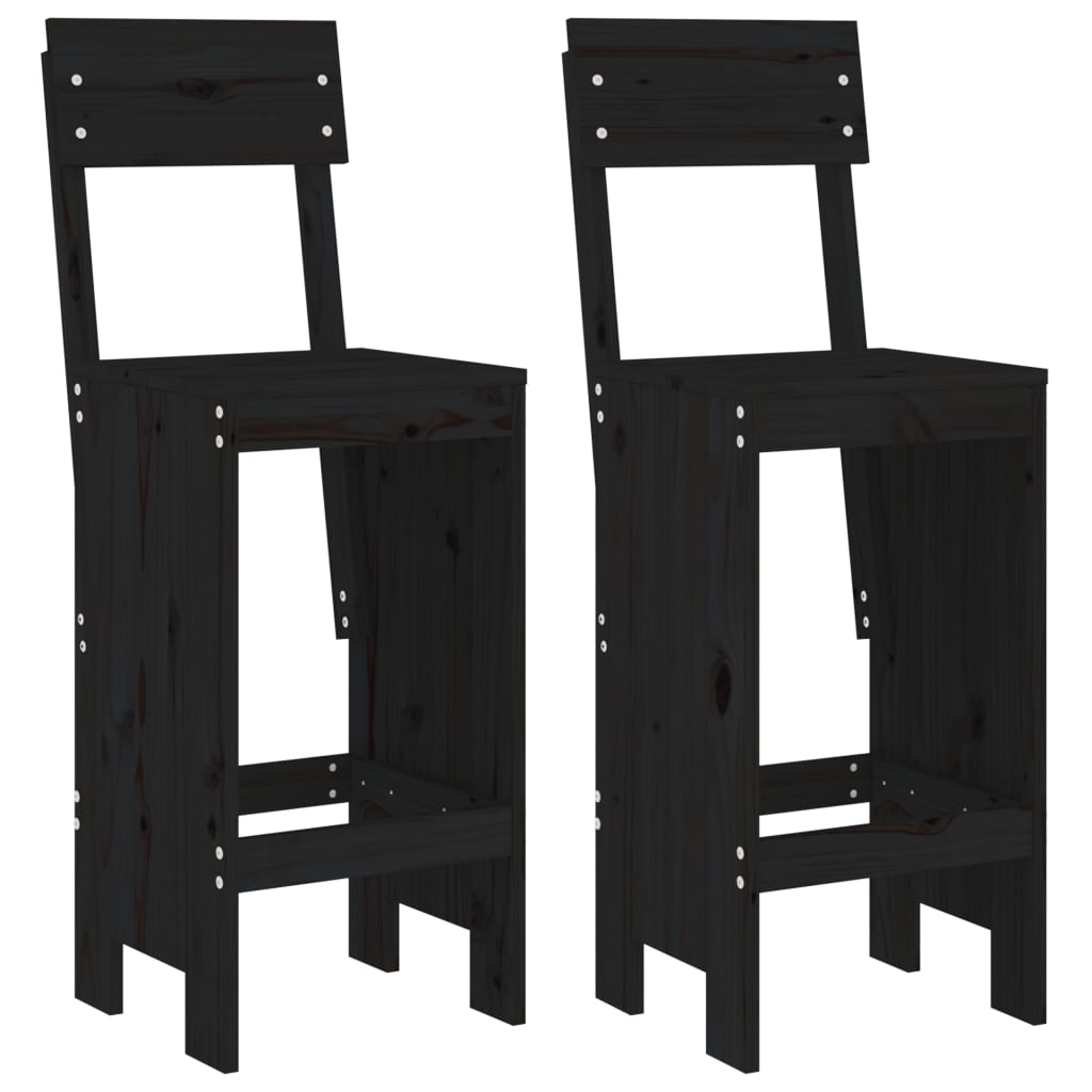 vidaXL Bar Stools 2 pcs Black 40x48.5x115.5 cm Solid Wood Pine 2