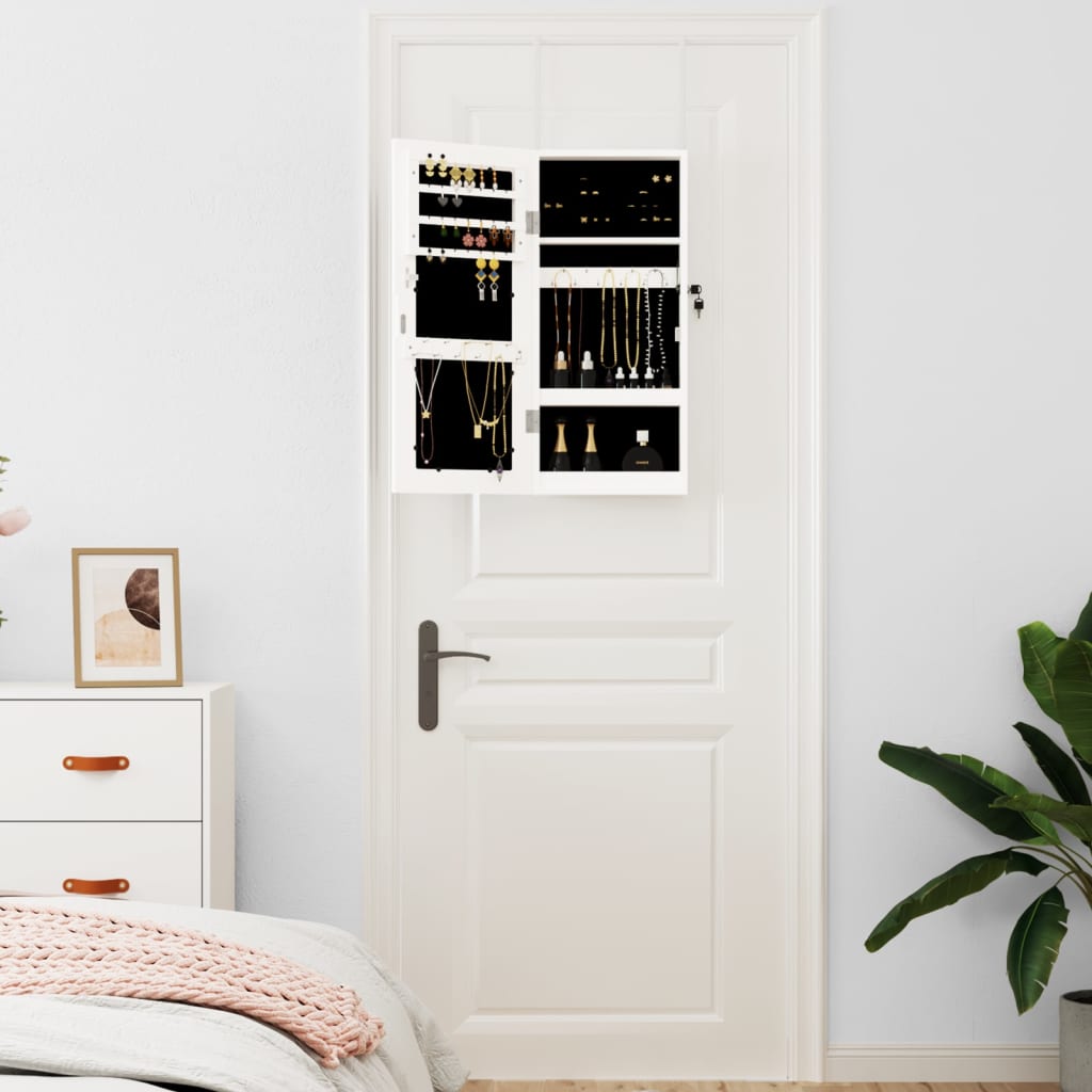 vidaXL Mirror Jewellery Cabinet Wall Mounted White 30x8.5x67 cm 3