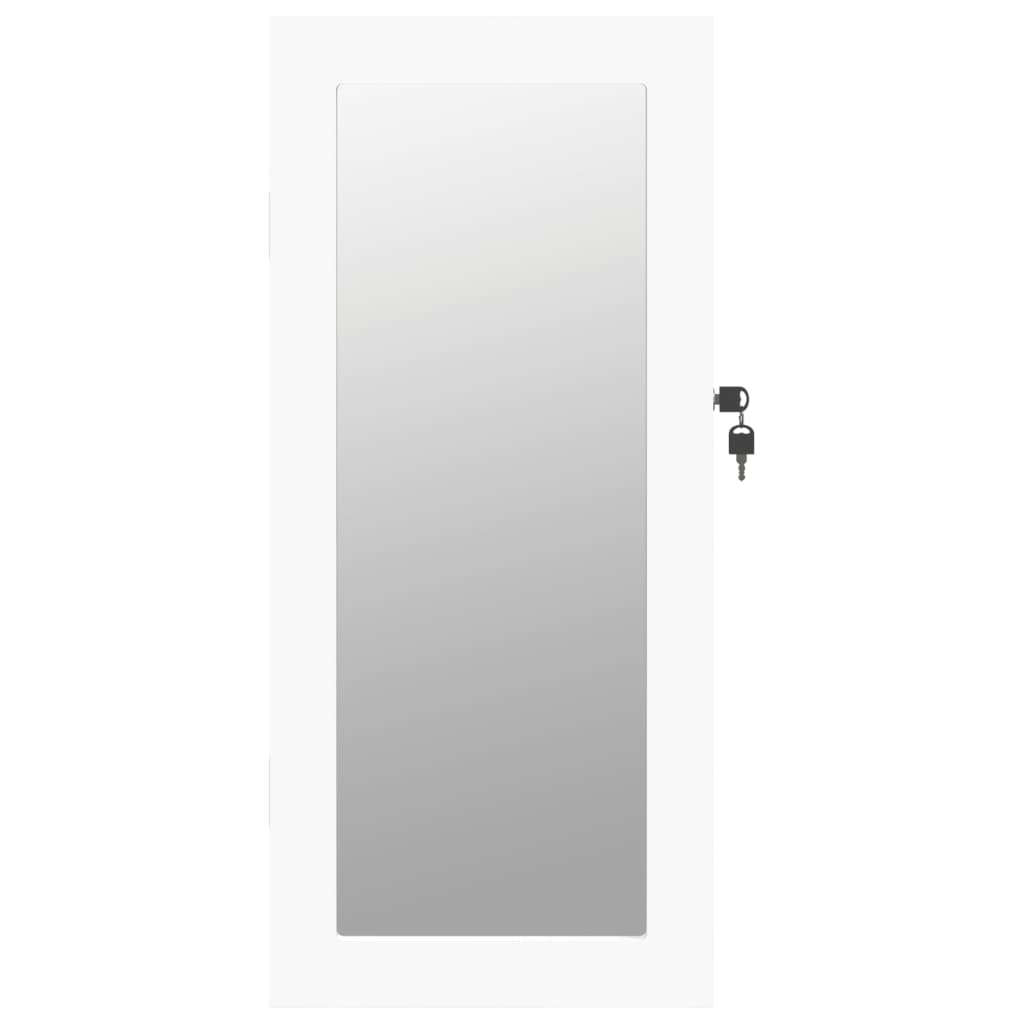 vidaXL Mirror Jewellery Cabinet Wall Mounted White 30x8.5x67 cm 4