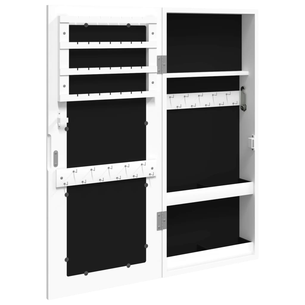 vidaXL Mirror Jewellery Cabinet Wall Mounted White 30x8.5x67 cm 5