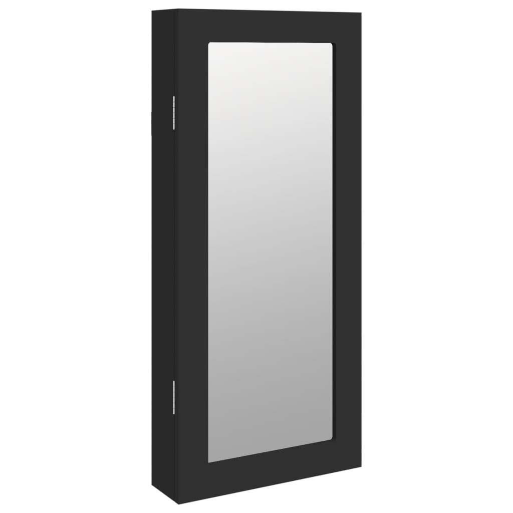 vidaXL Mirror Jewellery Cabinet Wall Mounted Black 30x8.5x67 cm 2