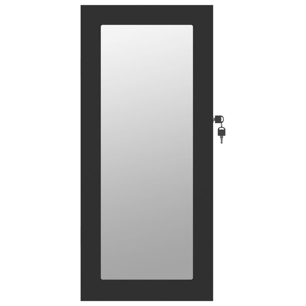 vidaXL Mirror Jewellery Cabinet Wall Mounted Black 30x8.5x67 cm 4