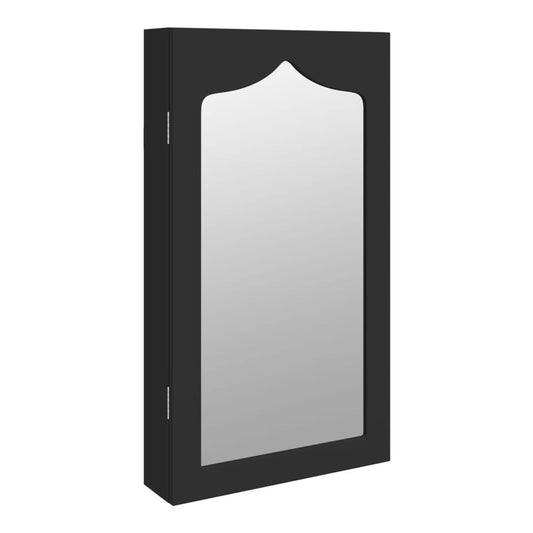 Mirror Jewellery Cabinet Wall Mounted 37,5x10x67 cm Black 37.5 x 10 x 76 cm