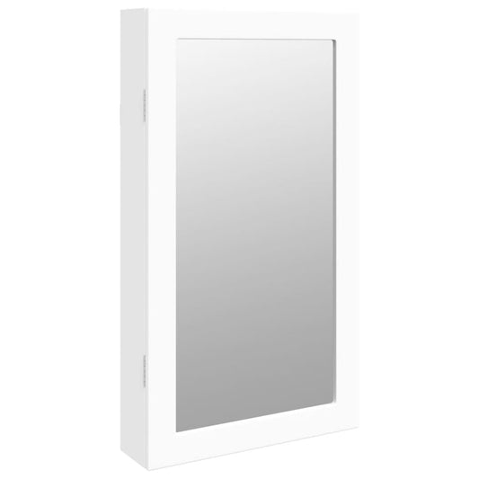 vidaXL Mirror Jewellery Cabinet with LED Lights Wall Mounted White 2