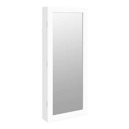 Mirror Jewellery Cabinet with LED Lights Wall Mounted White
