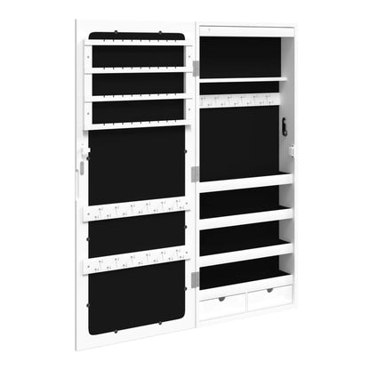 Mirror Jewellery Cabinet with LED Lights Wall Mounted White