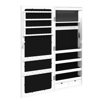 Mirror Jewellery Cabinet with LED Lights Wall Mounted White