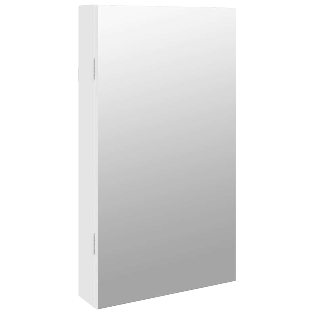 vidaXL Mirror Jewellery Cabinet with LED Lights Wall Mounted White 2