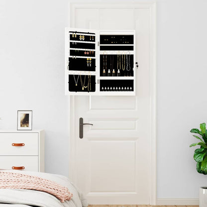 vidaXL Mirror Jewellery Cabinet with LED Lights Wall Mounted White 3