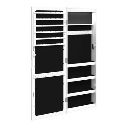 Mirror Jewellery Cabinet with LED Lights Wall Mounted White