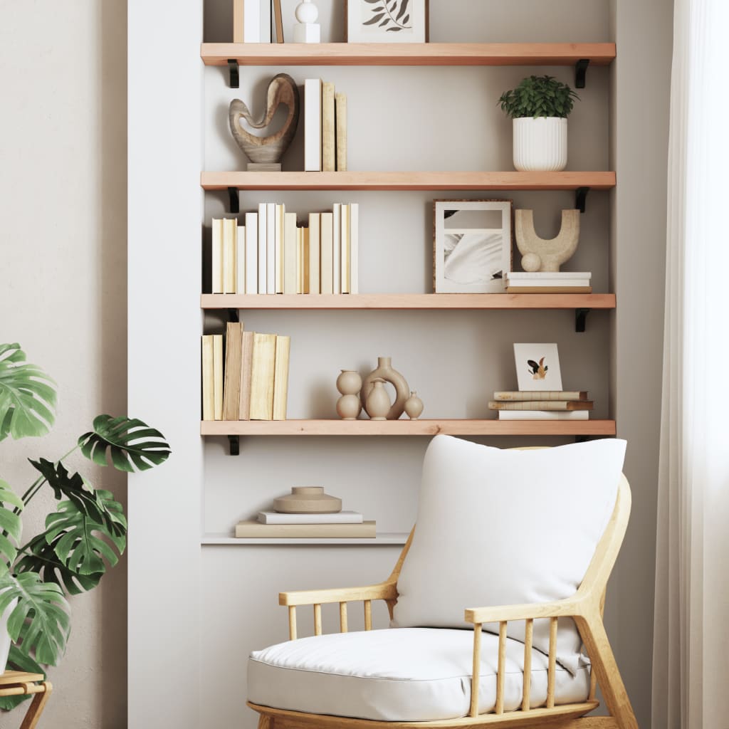 vidaXL Wall Shelf 100x20x4 cm Untreated Solid Wood Oak 3