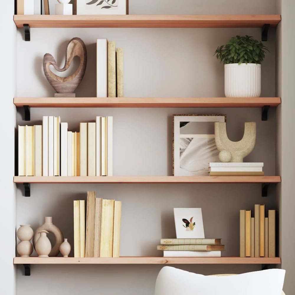 vidaXL Wall Shelf Untreated Solid Wood Oak Natural Height 2 cm Width 100 cm