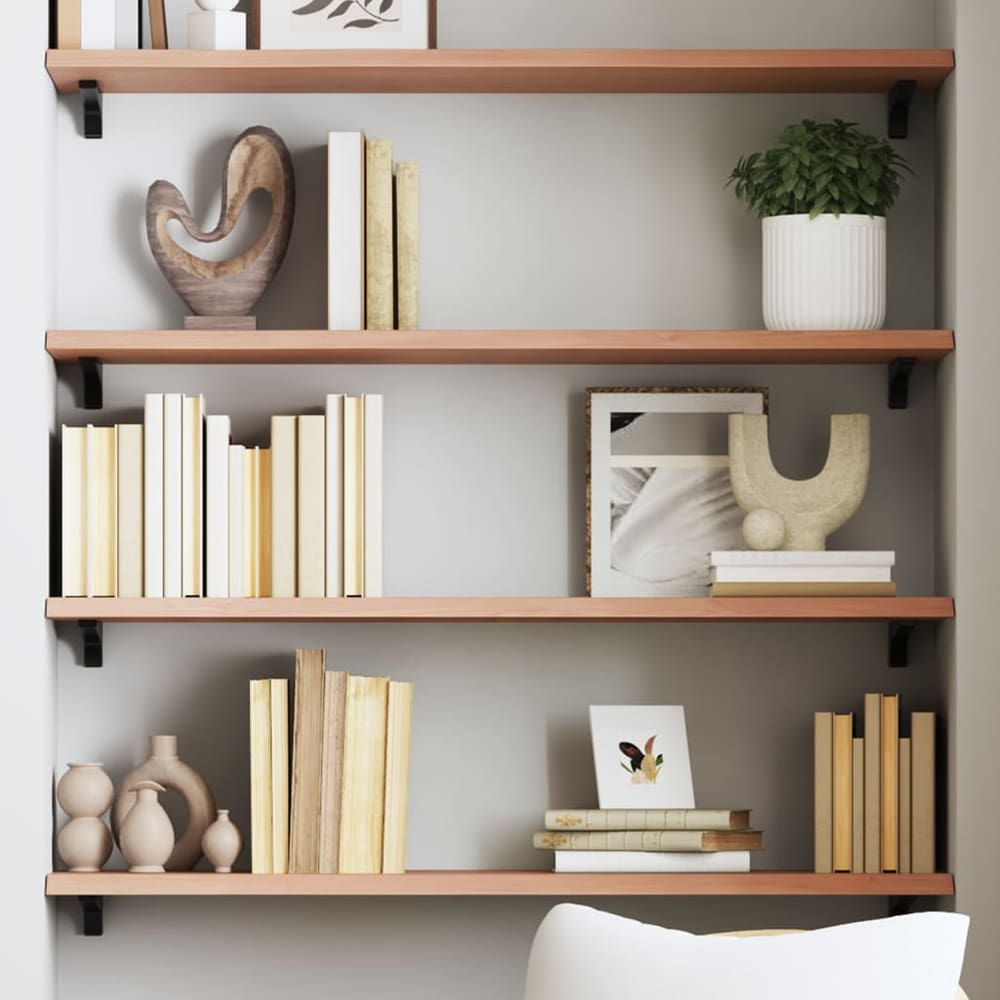 vidaXL Wall Shelf Treated Solid Wood Oak Light Brown Height 2 cm Width 80 cm