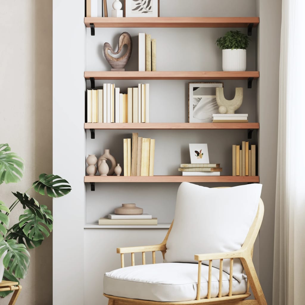 vidaXL Wall Shelf Light Brown 80x30x(2-4) cm Treated Solid Wood Oak 3