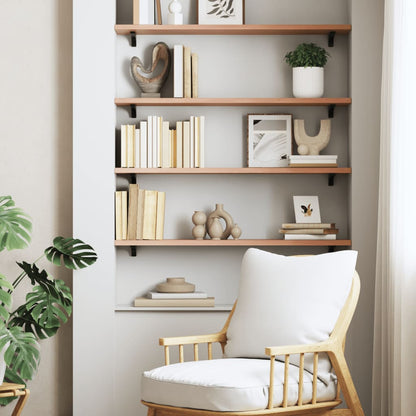 vidaXL Wall Shelf Light Brown 100x20x2 cm Treated Solid Wood Oak 3