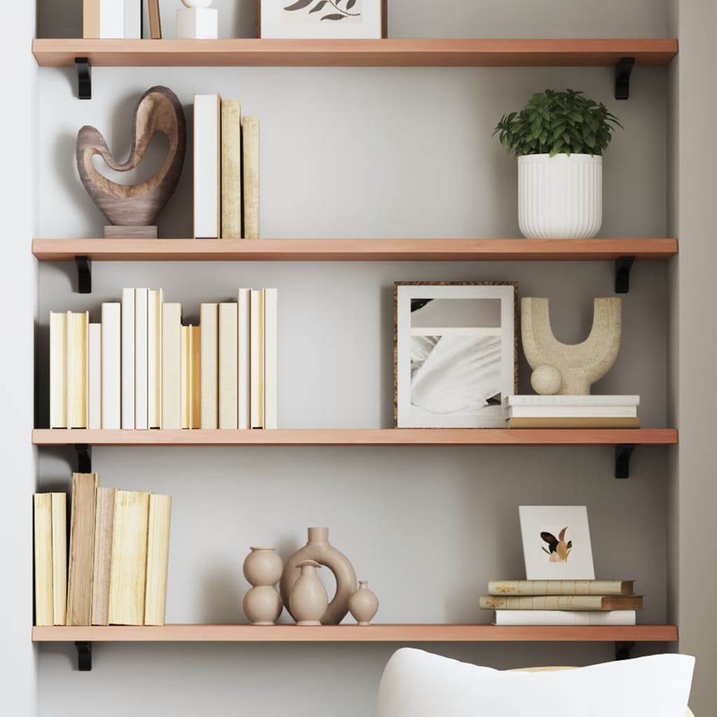 vidaXL Wall Shelf Light Brown 100x20x2 cm Treated Solid Wood Oak 1