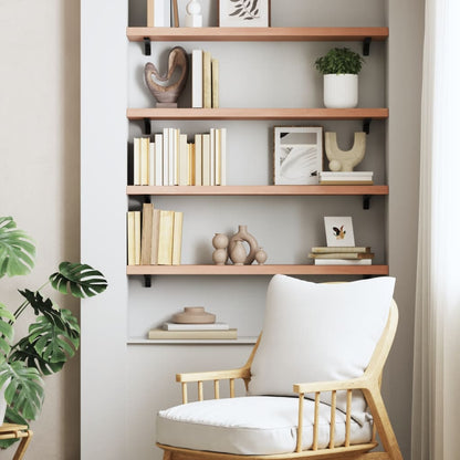 vidaXL Wall Shelf Light Brown 100x20x4 cm Treated Solid Wood Oak 3