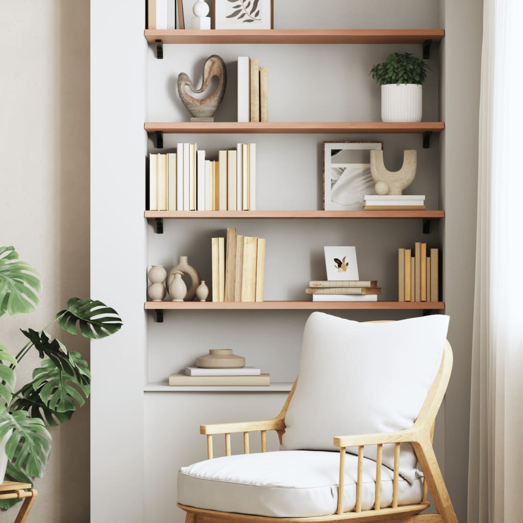 vidaXL Wall Shelf Light Brown 100x30x2 cm Treated Solid Wood Oak 3