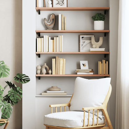 vidaXL Wall Shelf Light Brown 100x30x2 cm Treated Solid Wood Oak 3