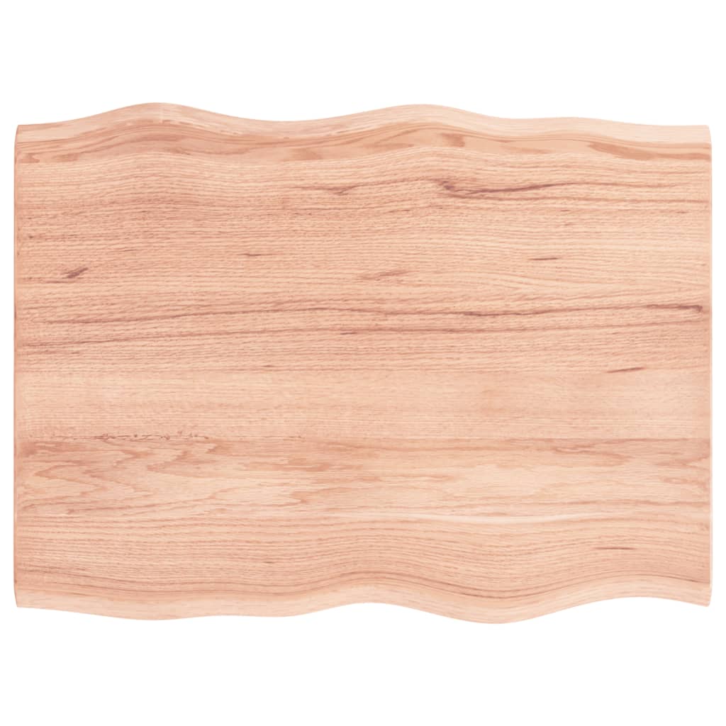 vidaXL Table Top Light Brown 80x60x2 cm Treated Solid Wood Oak Live Edge 2