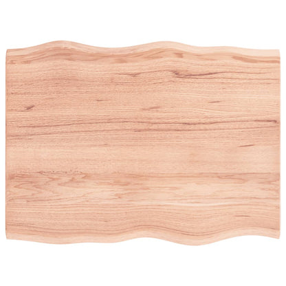 vidaXL Table Top Light Brown 80x60x2 cm Treated Solid Wood Oak Live Edge 2