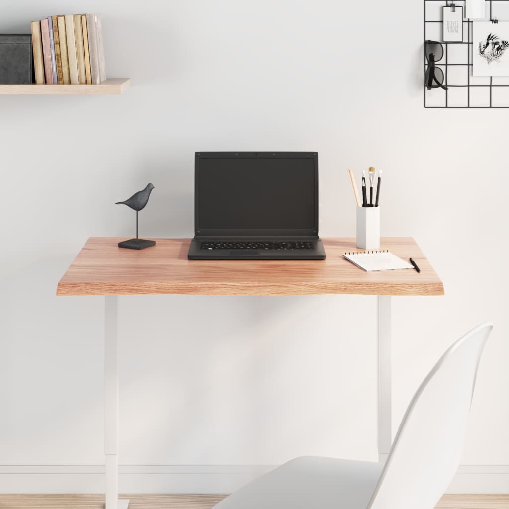 vidaXL Table Top Light Brown 80x60x2 cm Treated Solid Wood Oak Live Edge 3