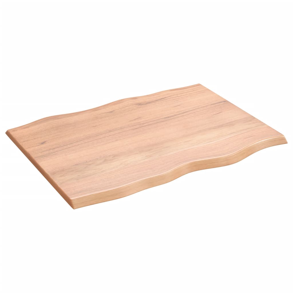 vidaXL Table Top Light Brown 80x60x2 cm Treated Solid Wood Oak Live Edge 4