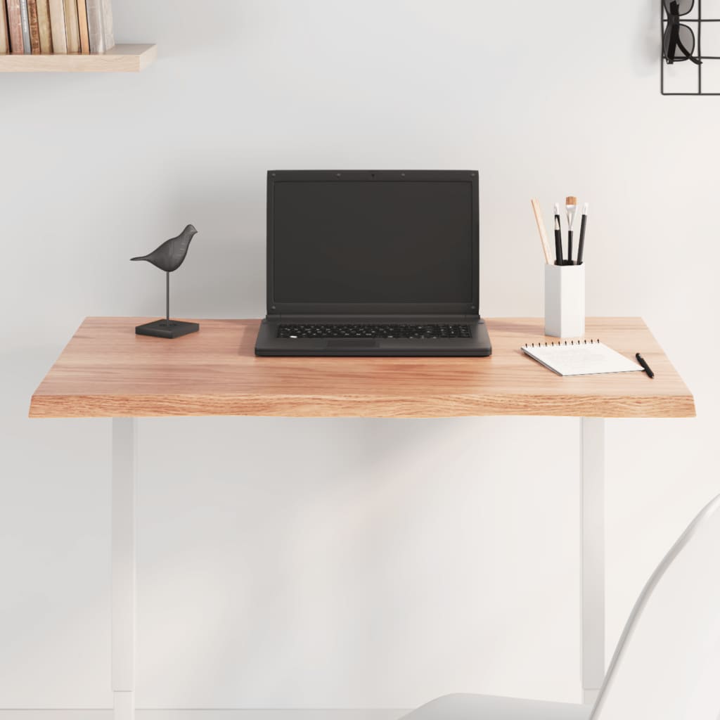 vidaXL Table Top Light Brown 80x60x2 cm Treated Solid Wood Oak Live Edge 1