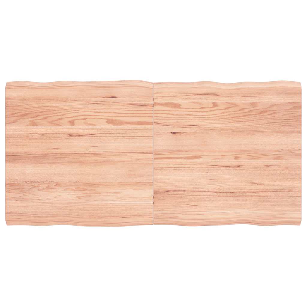 vidaXL Table Top Solid Wood Oak Live Edge Light Brown Depth 60 cm