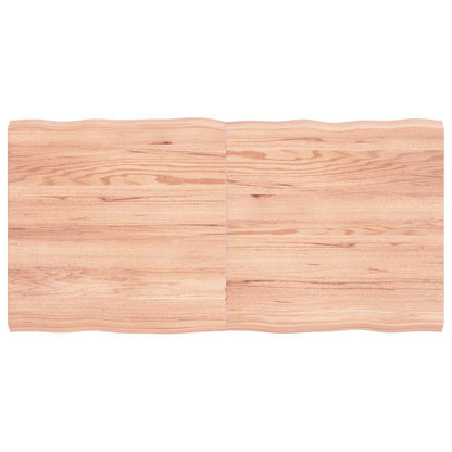 vidaXL Table Top Solid Wood Oak Live Edge Light Brown Depth 60 cm