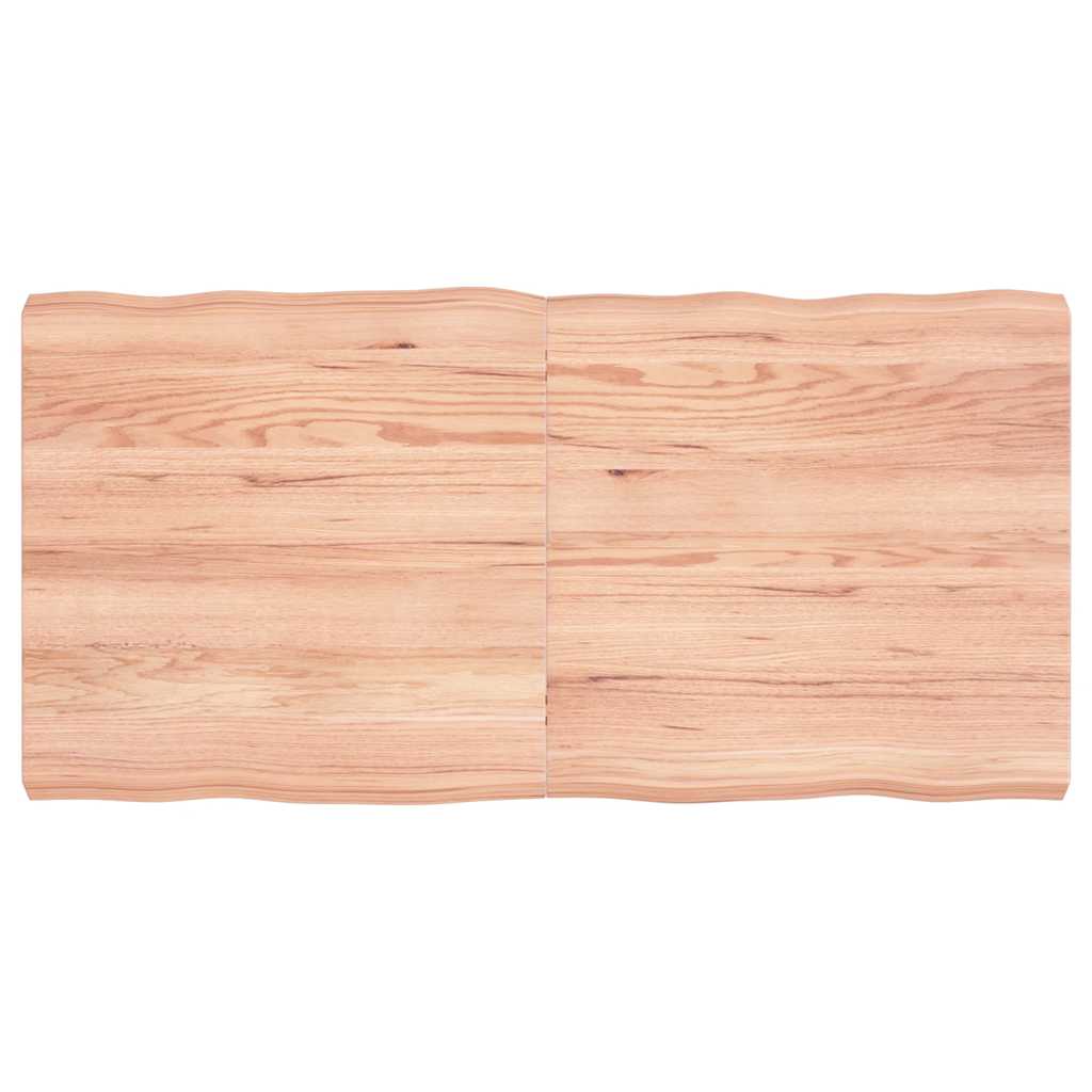 vidaXL Table Top Solid Wood Oak Live Edge Light Brown Depth 60 cm