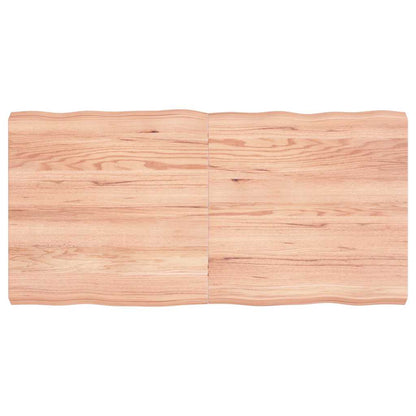 vidaXL Table Top Solid Wood Oak Live Edge Light Brown Depth 60 cm