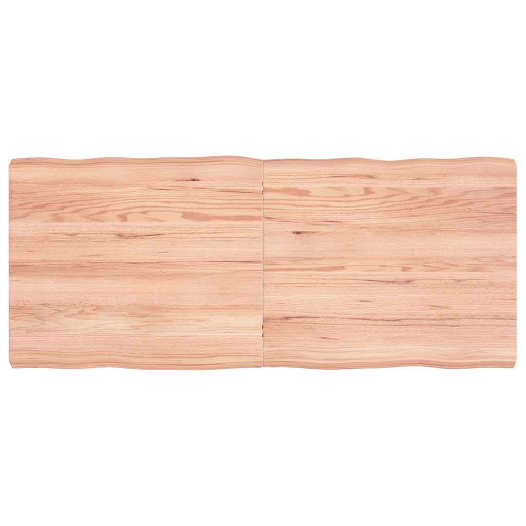 vidaXL Table Top Solid Wood Oak Live Edge Light Brown Depth 60 cm