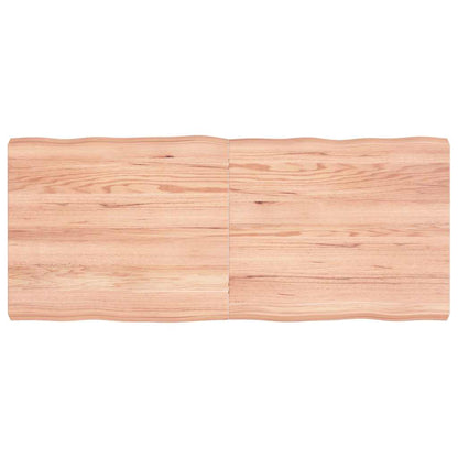 vidaXL Table Top Solid Wood Oak Live Edge Light Brown Depth 60 cm