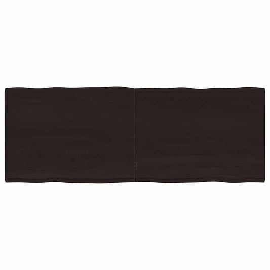vidaXL Table Top Dark Brown Live Edge, a rectangular dark brown wooden table top with a live edge detail