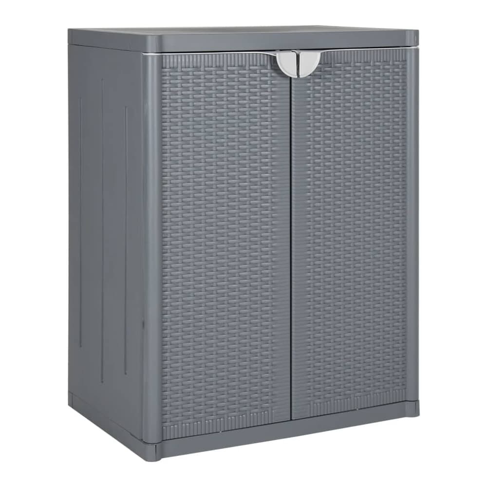 Garden Storage Cabinet 65x45x172 cm PP Rattan Grey 2 shelves
