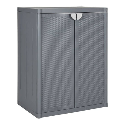 Garden Storage Cabinet 65x45x172 cm PP Rattan Grey 2 shelves