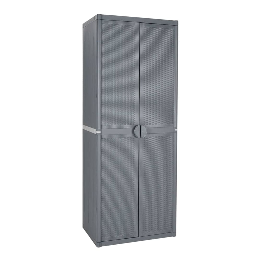 Garden Storage Cabinet 65x45x172 cm PP Rattan Grey 4 shelves