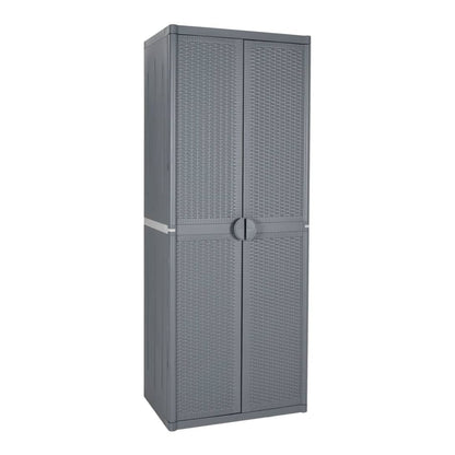 Garden Storage Cabinet 65x45x172 cm PP Rattan Grey 4 shelves