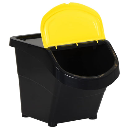 vidaXL Stackable Waste Bins with Lids 3 pcs Black PP 78 L 3