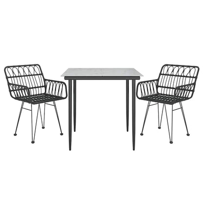 5 Piece Garden Dining Set Poly Rattan Black 2
